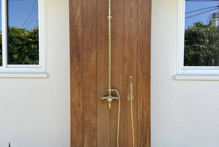 outdoor Ipe and brass shower