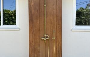 outdoor Ipe and brass shower
