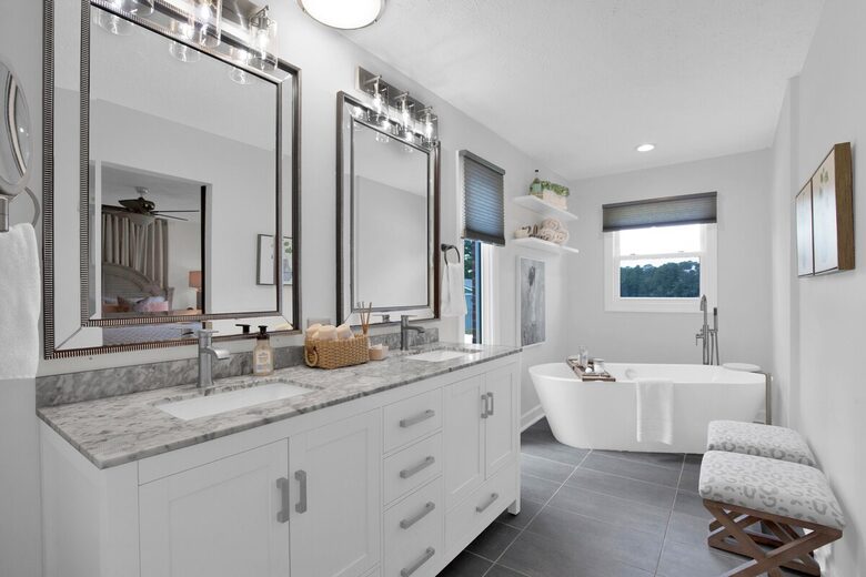 Primary Bath with Soaking Tub and Towel Warmer