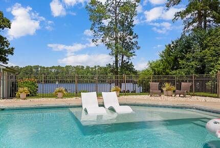 Enjoy lounging at the pool with the lake view