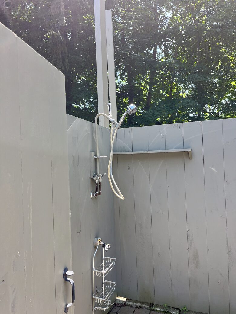 Outside shower to freshen up after the beach