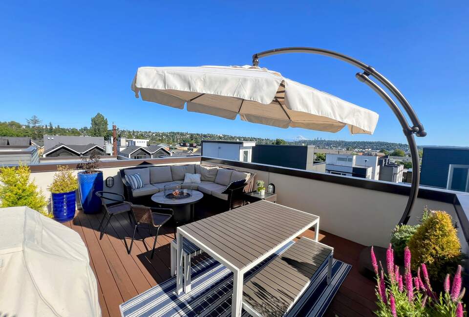 Roof top deck views; includes outdoor gas grill & firepit