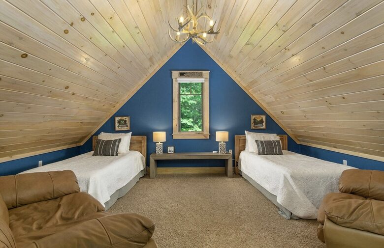 Loft bedroom on top floor