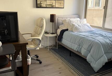 Bedroom/Office with Twin Bed, TV, Mini-Fridge and Desk