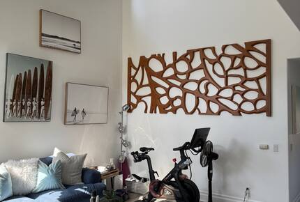 Second floor living area with TV and Peloton